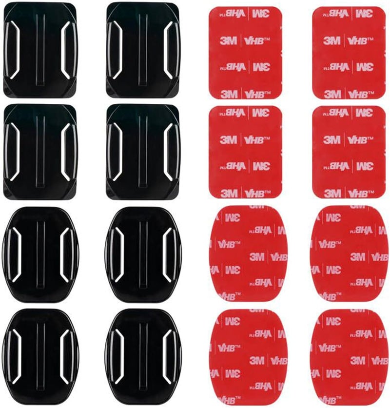 HSU Helmet Adhesive Sticky Mounts, Flat + Curved 3M Adhesive Mounts Compatible with GoPro Hero 13/12/11/10/9/8/7/6/5 AKASO Campark DJI Osmo Action 4/3 and Other Action Cameras (8 Pack) - Image 3